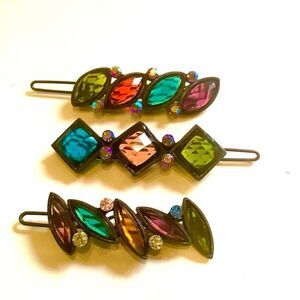 French Barrettes- Hair Clip - Multicolor 3x EUC vintage hair accessories